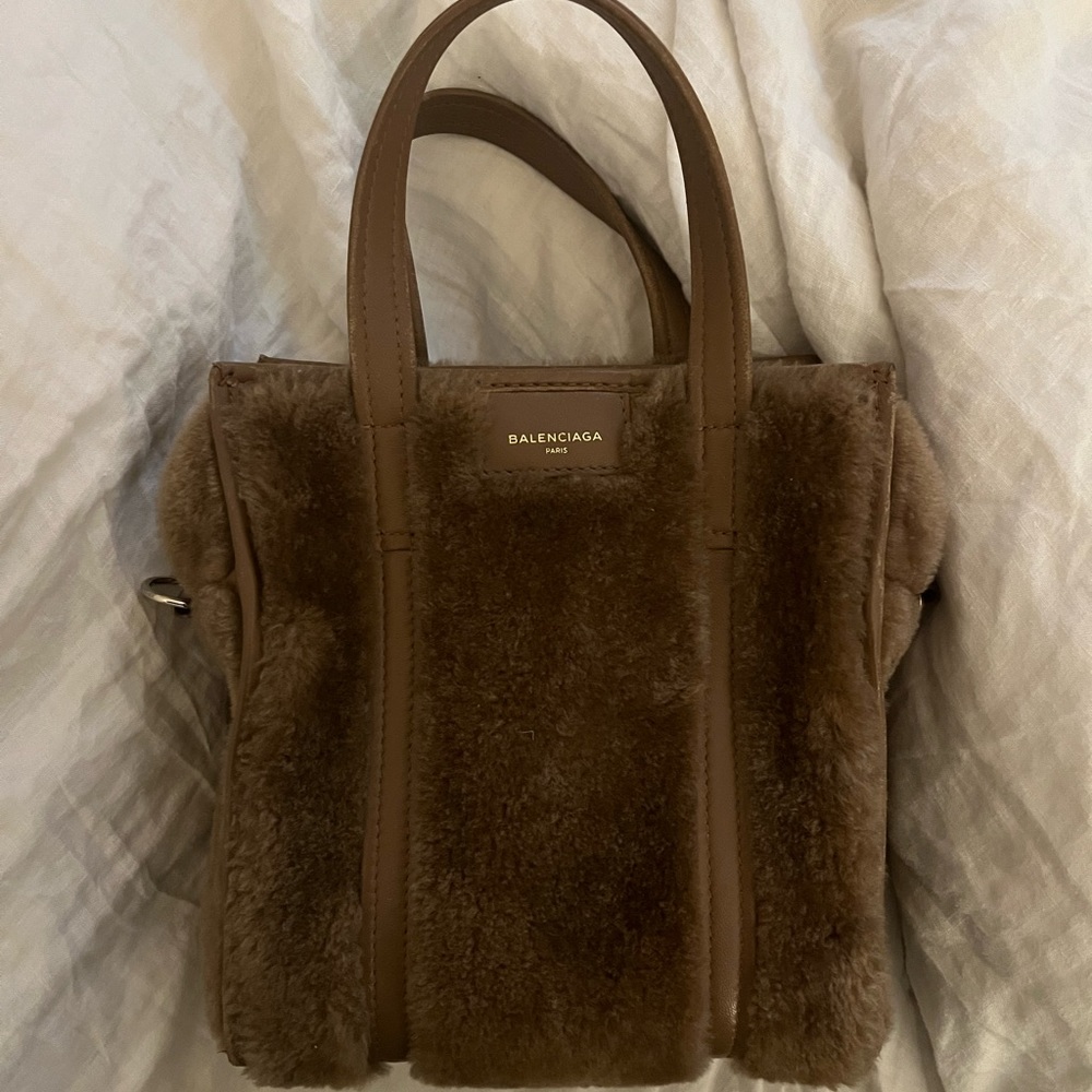 Cutest shearling Balenciaga Bazar bag XS